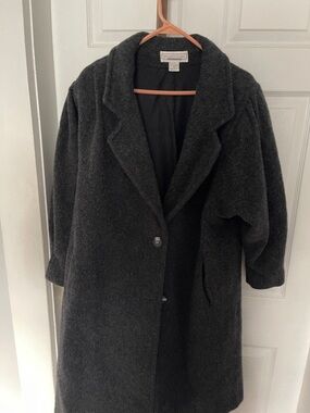 Vintage Bryant Park Charcoal Wool Blend Long Coat - Women's